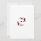 水彩秋ブルゴーニュ赤結婚花 招待状 (裏面)