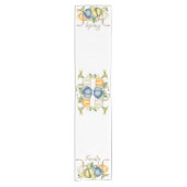 水彩秋ブルーオレンジカボチャ ショートテーブルランナー (正面)