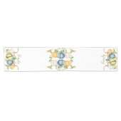 水彩秋ブルーオレンジカボチャ ショートテーブルランナー (横)