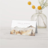 水彩秋マウンテンアウトドア結婚ーズ プレイスカード (正面)