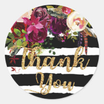 水彩秋モダンフローラ結婚ラベル