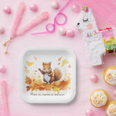 水彩秋リス離れク ペーパープレート (パーティー)