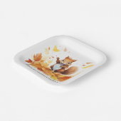 水彩秋リス離れク ペーパープレート (傾斜あり)