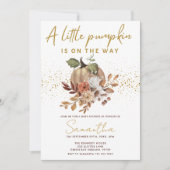 水彩秋リトルカボチャをテーマにした赤ちゃんシャワー 招待状 (正面)