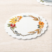 水彩秋リースコースター ペーパーコースター (アングル)