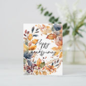 水彩秋リースハッピーサンクスギビング ポストカード (スタンド正面)