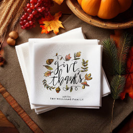 水彩秋リース感謝祭お祝い スタンダードカクテルナプキン