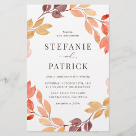 水彩秋リース結婚式招待状