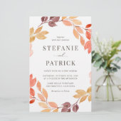 水彩秋リース結婚式招待状 (スタンド正面)