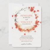 水彩秋リース 招待状 (正面)