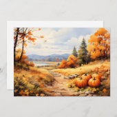 水彩秋ロードカボチャ落ちる離れ シーズンカード (正面/裏面)