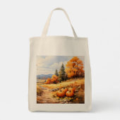 水彩秋ロードカボチャ落ちる離れ トートバッグ (裏面)