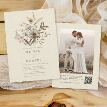 水彩秋ワイルドフラワーフェイクズリネン結婚ズ