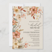 水彩秋ワイルドフラワーブライダルシャワー 招待状 (正面)