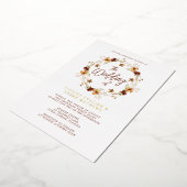 水彩秋ワイルドフラワー結婚ズ金ゴールド 箔招待状 (回転した状態)