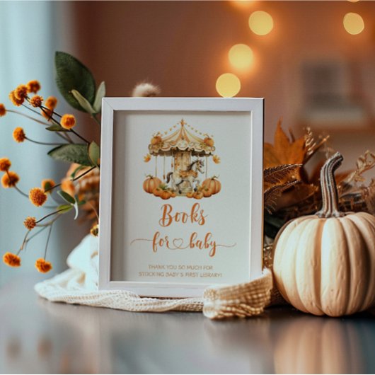 水彩秋回転木馬ベビー用カボチャ本 ポスター