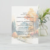 水彩秋山森林ウェディング 招待状 (スタンド正面)