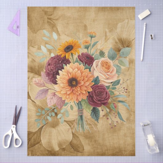 水彩秋山花オンパーチメント 薄葉紙 (クラフト)