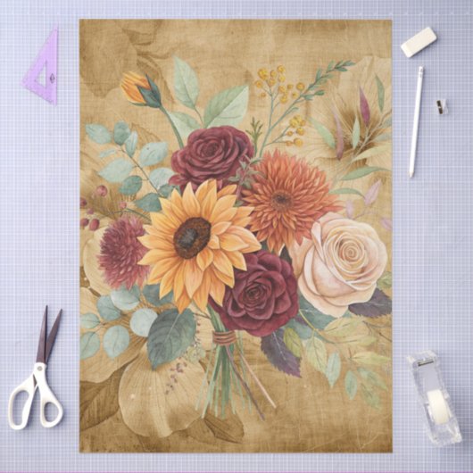 水彩秋山花オンパーチメント 薄葉紙 (クラフト)