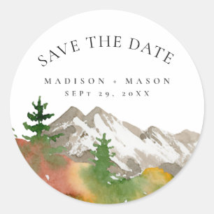 水彩秋山 Save the Date ラウンドシール