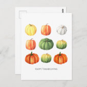 水彩秋感謝祭かぼちゃ ポストカード (正面/裏面)