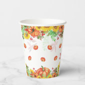 水彩秋感謝秋カボチャ食品 紙コップ (裏面)