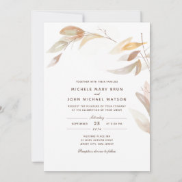 水彩秋枝シンプルウェディング招待状 招待状