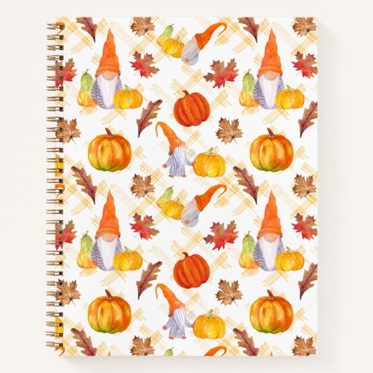 水彩秋格言、カボチャおよび葉 ノートブック (正面)