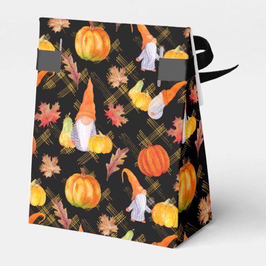 水彩秋格言、カボチャおよび葉 フェイバーボックス (裏面サイド)