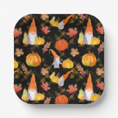 水彩秋格言、カボチャおよび葉 ペーパープレート (正面)