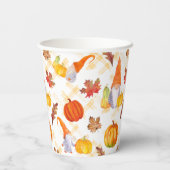 水彩秋格言、カボチャおよび葉 紙コップ (裏面)