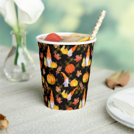 水彩秋格言、カボチャおよび葉 紙コップ