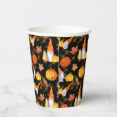 水彩秋格言、カボチャおよび葉 紙コップ (右)