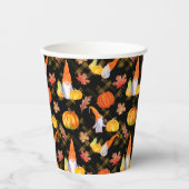 水彩秋格言、カボチャおよび葉 紙コップ (正面)