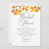 水彩秋樹林葉ブライダルシャワー 招待状 (正面)