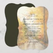 水彩秋秋の木の森結婚の 招待状 (正面/裏面)