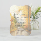 水彩秋秋の木の森結婚の 招待状 (スタンド正面)