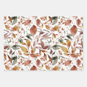 水彩秋秋の葉と森の動物 ラッピングペーパーシート (正面2)