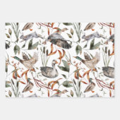 水彩秋秋の葉と森の動物 ラッピングペーパーシート (正面)