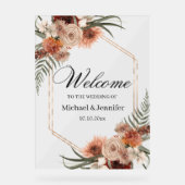 水彩秋秋フローラ結婚の歓迎シック アクリルサイン (正面)