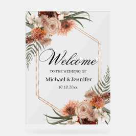 水彩秋秋フローラ結婚の歓迎シック アクリルサイン