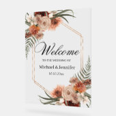 水彩秋秋フローラ結婚の歓迎シック アクリルサイン (傾斜)