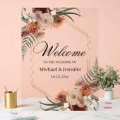 水彩秋秋フローラ結婚の歓迎シック アクリルサイン (ウェディング)