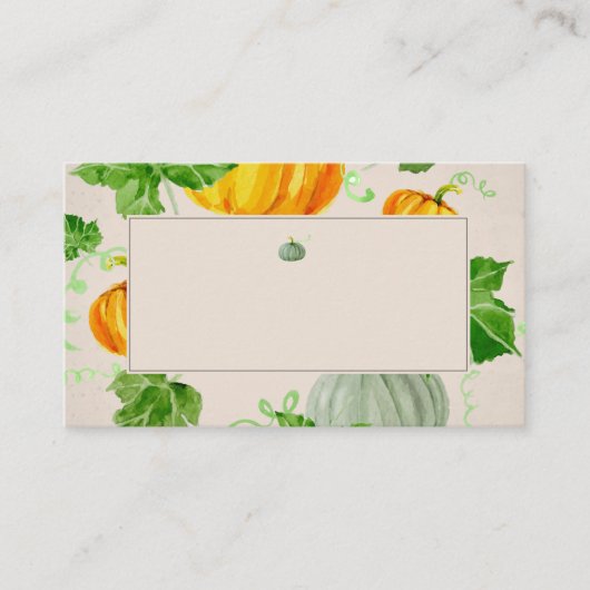 水彩秋秋感謝祭かぼちゃ プレイスカード (正面)
