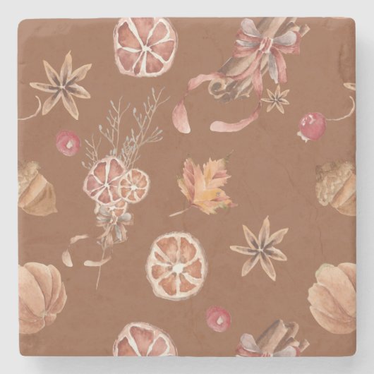 水彩秋秋感謝祭 ストーンコースター (正面)