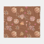 水彩秋秋感謝祭 フリースブランケット (正面(横))