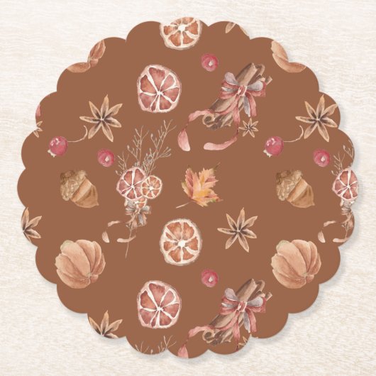 水彩秋秋感謝祭 ペーパーコースター (正面)