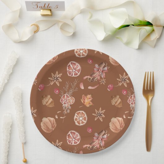 水彩秋秋感謝祭 ペーパープレート (ウェディング)