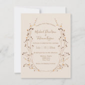 水彩秋秋植物リース結婚ズ 招待状 (正面)