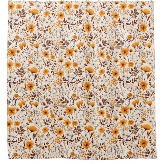 水彩秋秋花離れ類 シャワーカーテン (正面)